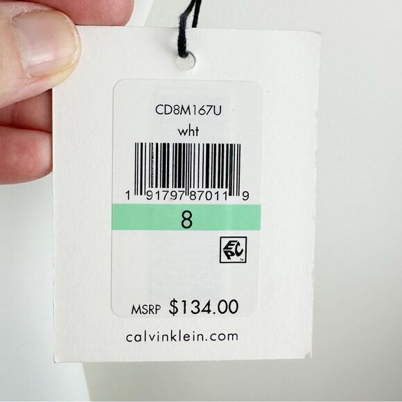 White Cold Shoulder Body Con Calvin Klein Dress Bridal Wedding Guest Prom‎ Sz 8 - Picture 7 of 16